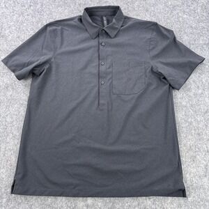 Lululemon Polo Shirt Mens Large Gray Performance Stretch Chest Pocket Golf